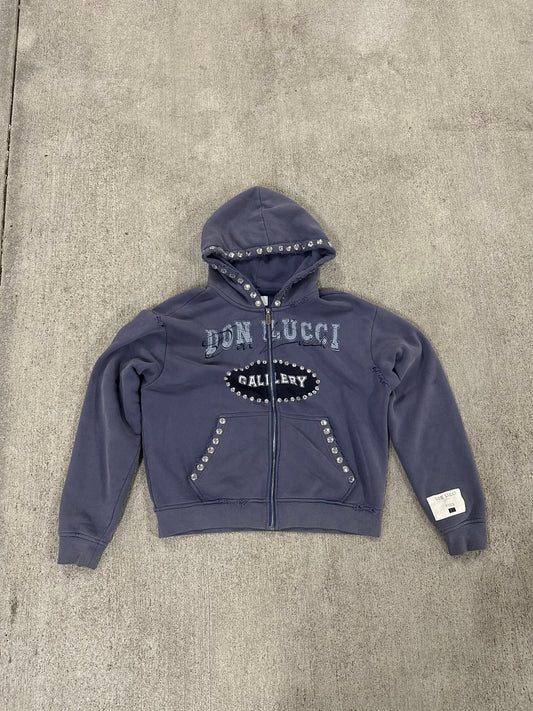 DON LUCCI “Piece #2” (Rhinestone Vintage Navy Hoodie)